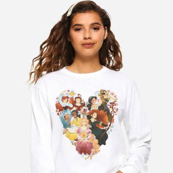 Disney Princess I Heart Princesses Long-Sleeve Girls T-Shirt - Picture 2 of 6